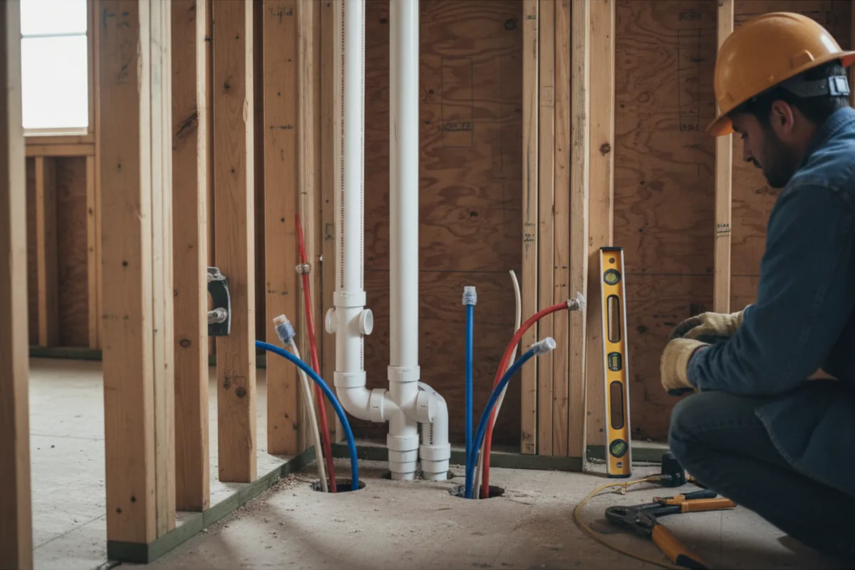 Drain and supply rough-in during Drain Cleaning in Sandy Ridge