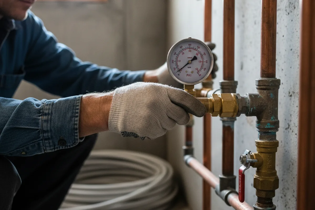 Pressure testing a repaired line during Water Line Repair in Sandy Ridge